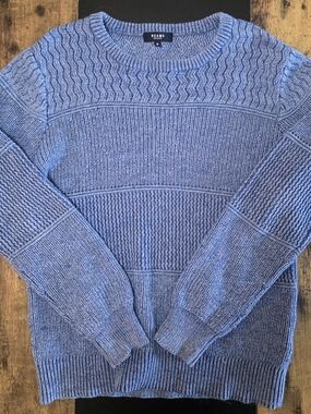 Beams Heart Light Blue Textured Crewneck Sweater